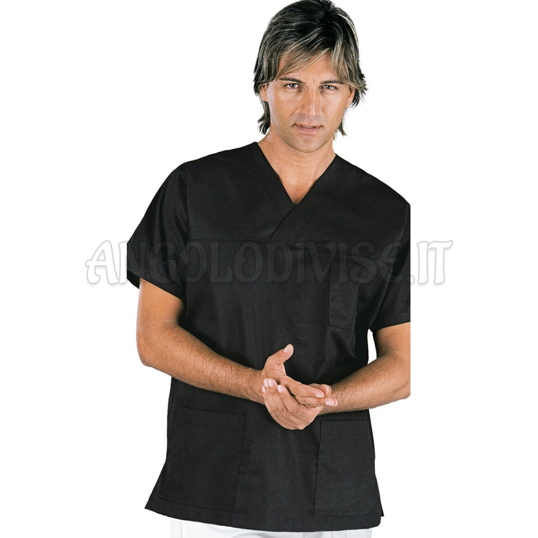 ISACCO CASACCA COLLO A V NERO UNISEX 65% POLYESTER  35% COTTON 195 gr/m²