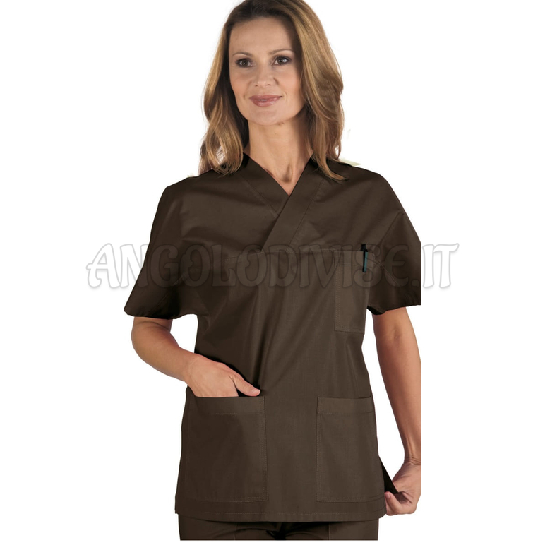 ISACCO CASACCA COLLO A V CACAO UNISEX 65% POLYESTER  35% COTTON