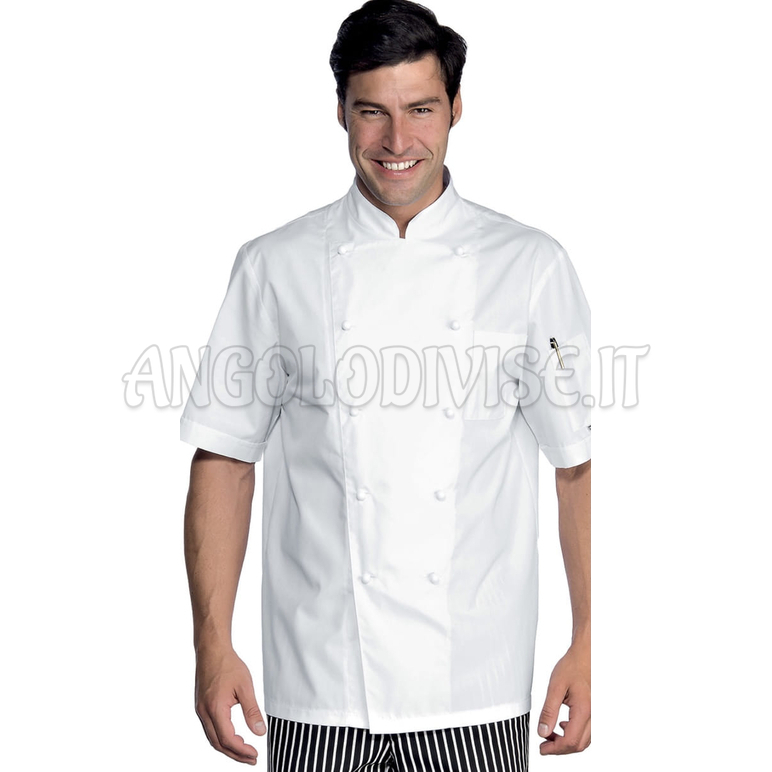 ISACCO GIACCA CUOCO EXTRA LIGHT M/M BIANCO 65% POLYESTER  35% COTTON