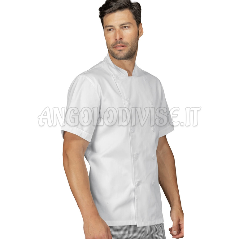 ISACCO GIACCA CUOCO BOTTONI FISSI M/M BIANCO 100 % COTTON