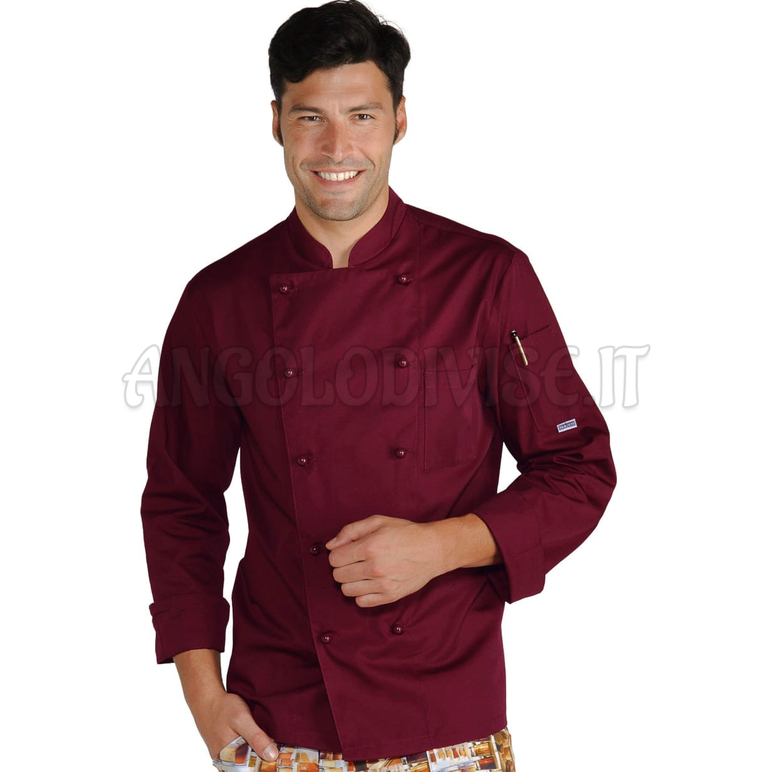 ISACCO GIACCA CUOCO BORDEAUX 65% POLYESTER  35% COTTON