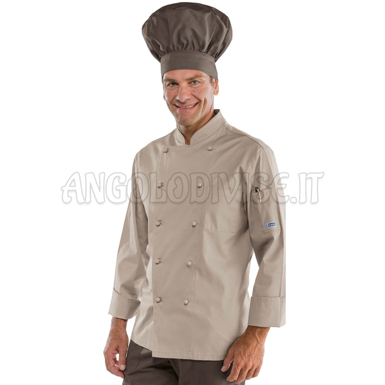 ISACCO GIACCA CUOCO TORTORA 65% POLYESTER  35% COTTON