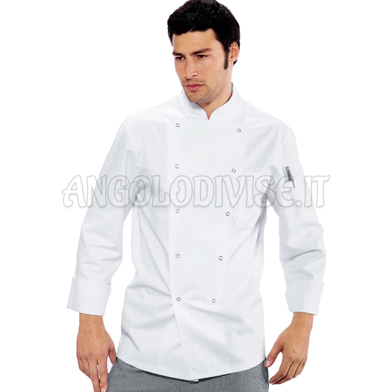 ISACCO GIACCA CUOCO BOTT.A PRESSIONE BIANCO 65% POLYESTER  35% COTTON