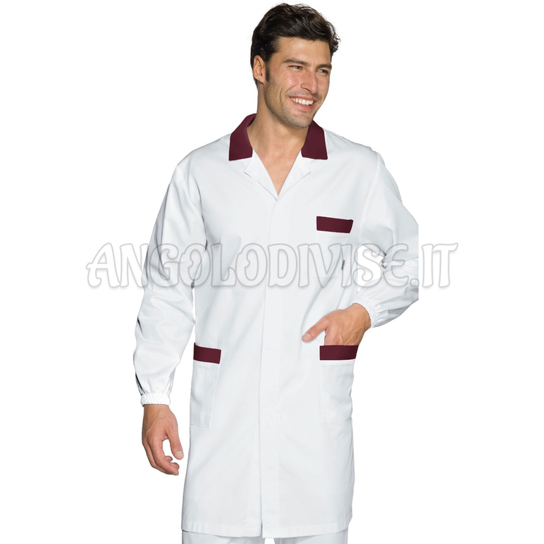 ISACCO CAMICE TORONTO M/M BIANCO+BORDEAUX 100 % COTTON