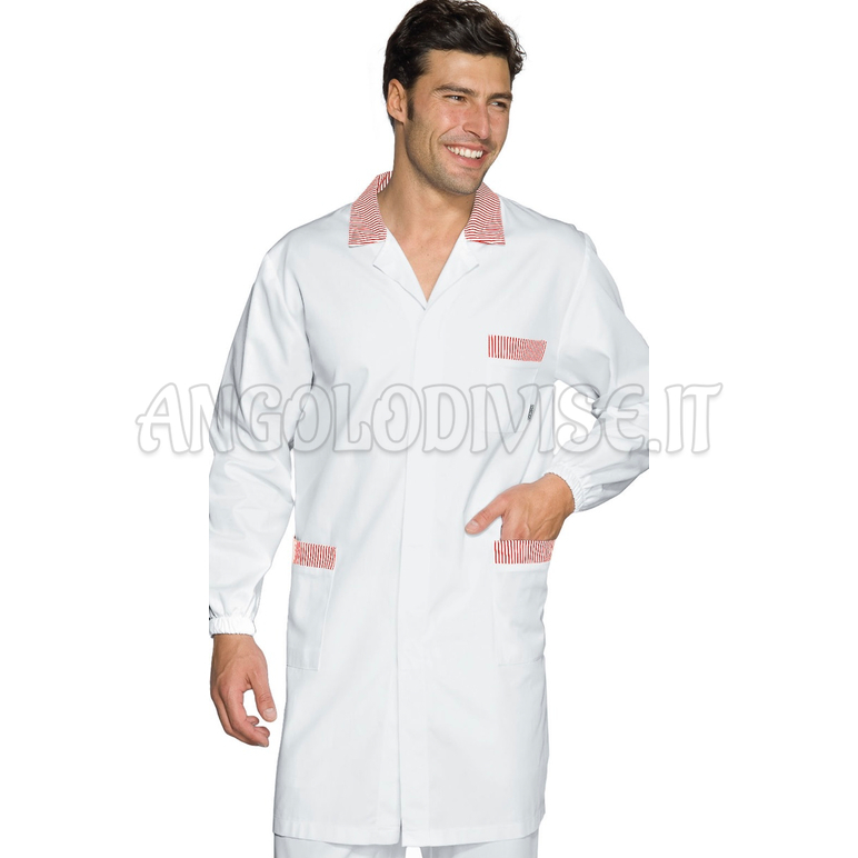 ISACCO CAMICE TORONTO M/M BIANCO+R.ROSSA 100 % COTTON