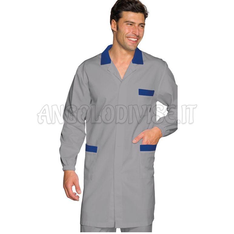 ISACCO CAMICE TORONTO M/M GRIGIO+BLU 65% POLYESTER  35% COTTON