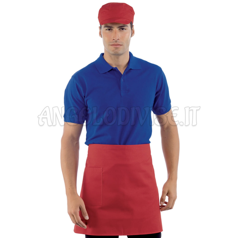 ISACCO GREMBIULE VITA CM 70X46 C/TASCA ROSSO 65% POLYESTER  35% COTTON