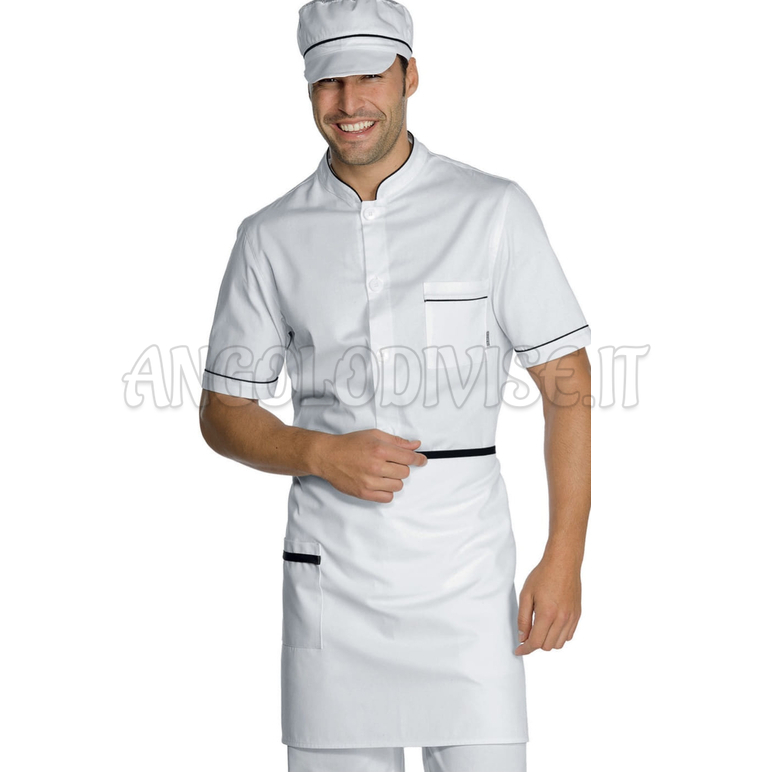 ISACCO GREMBIULE VITA CM 70X46 C/TASCA B.CO+NERO 100 % COTTON