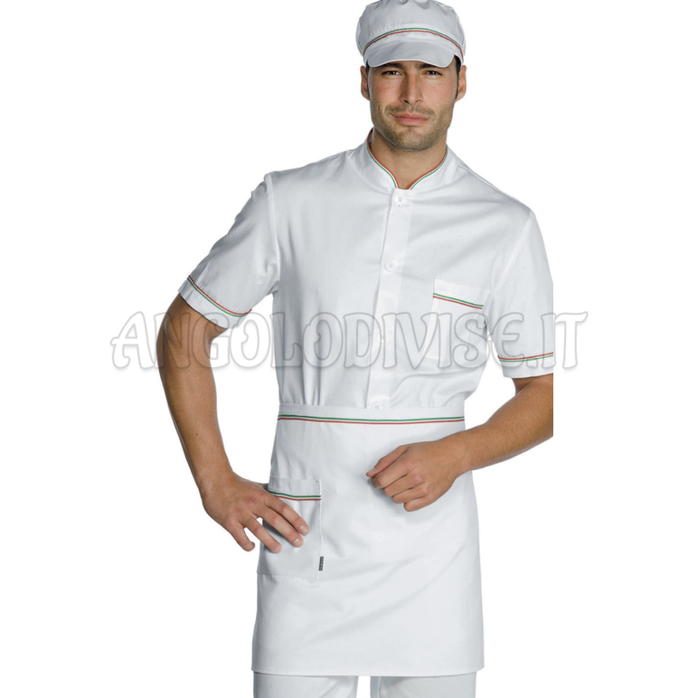 ISACCO GREMBIULE VITA CM 70X46 C/TASCA B.CO+TRICOLORE 100 % COTTON