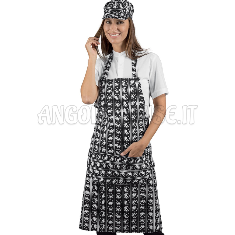 ISACCO GREMBIULE PETTORINA YIN YANG 100 % COTTON