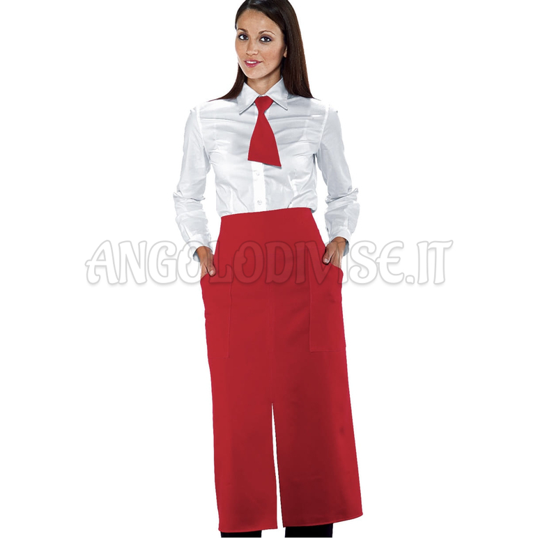 ISACCO GREMBIULE VERSAILLES CON SPACCO ROSSO 100 % POLYESTER