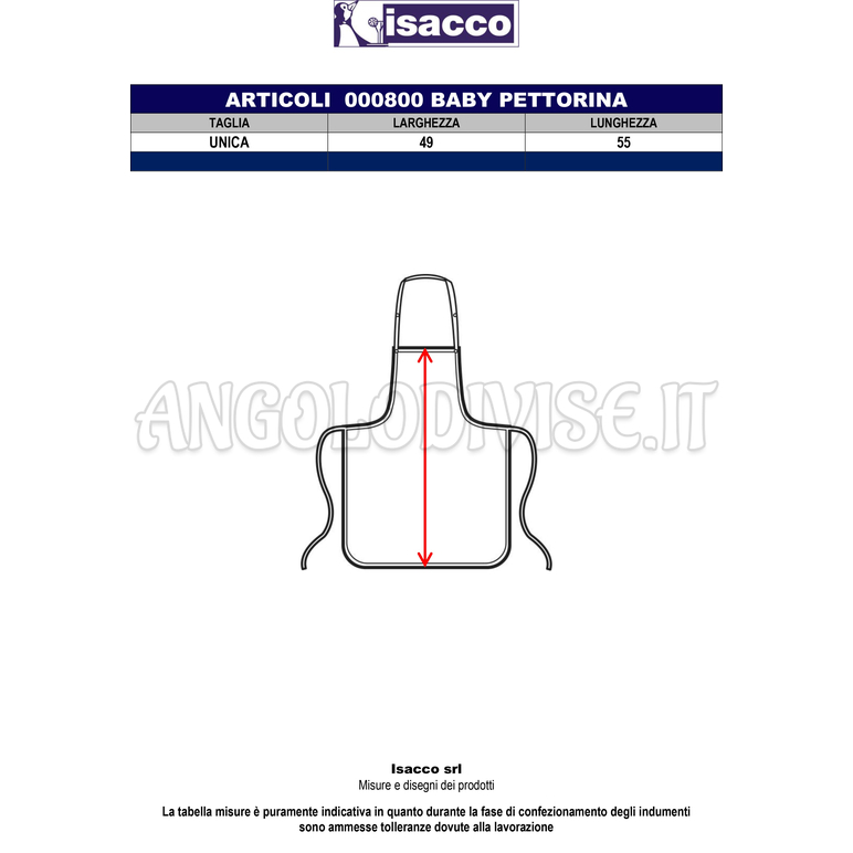 ISACCO BABY PETTORINA CERATO AZZURRO