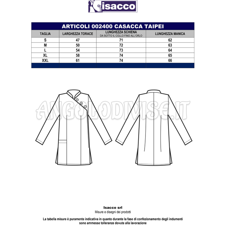 ISACCO CASACCA TAIPEI NERO 65% POLYESTER  35% COTTON
