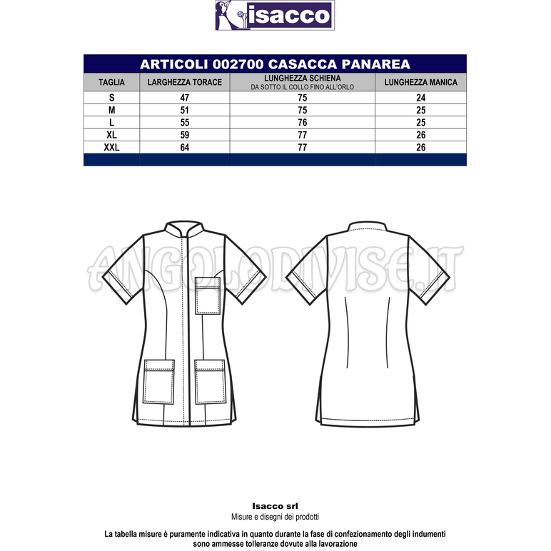 ISACCO CASACCA PANAREA NERO+ BIANCO 65% POLYESTER  35% COTTON