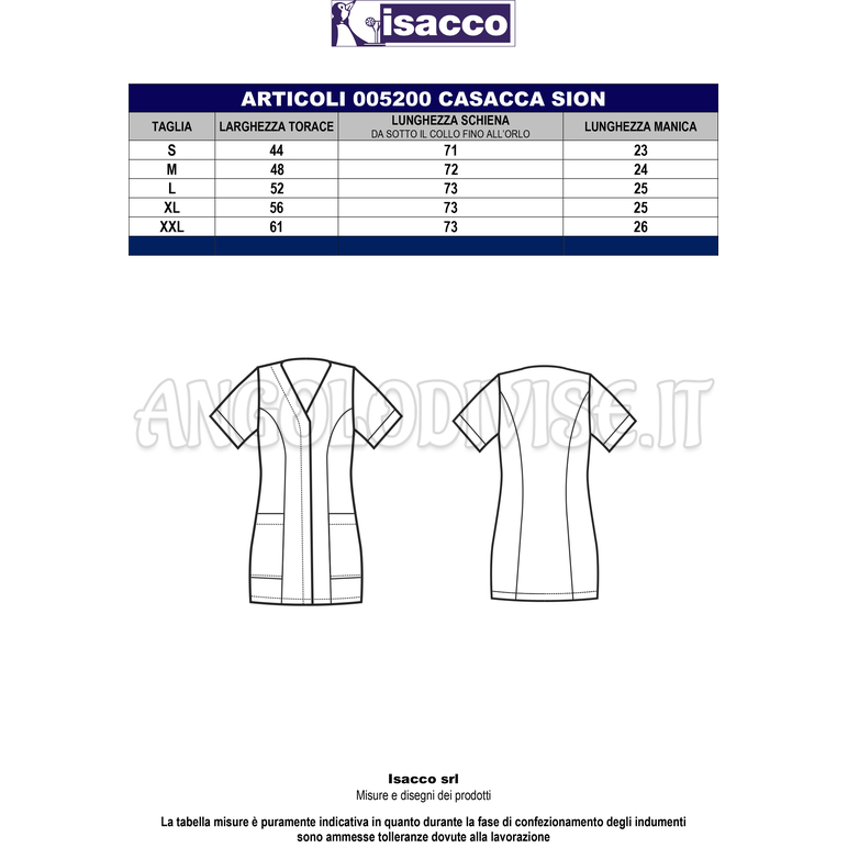 ISACCO CASACCA SION BIANCO 100 % COTTON