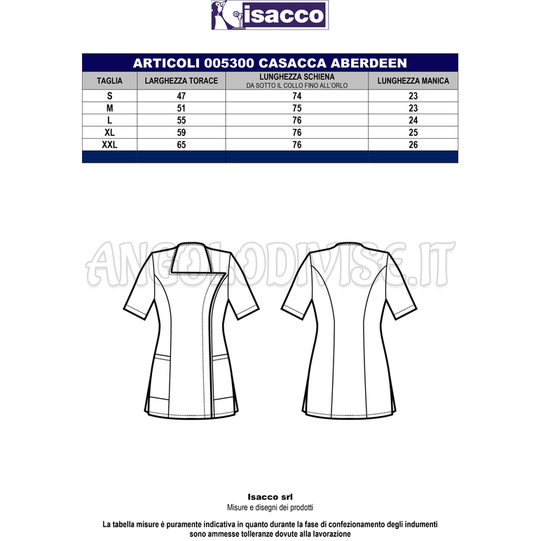 ISACCO CASACCA ABERDEEN BIANCO 65% POLYESTER  35% COTTON