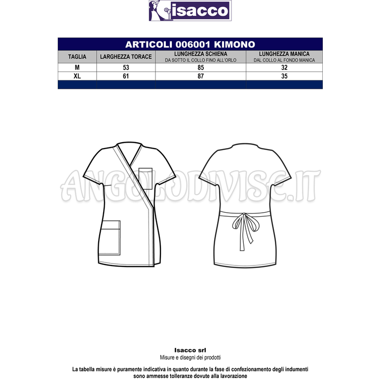 ISACCO KIMONO NERO 65% POLYESTER  35% COTTON