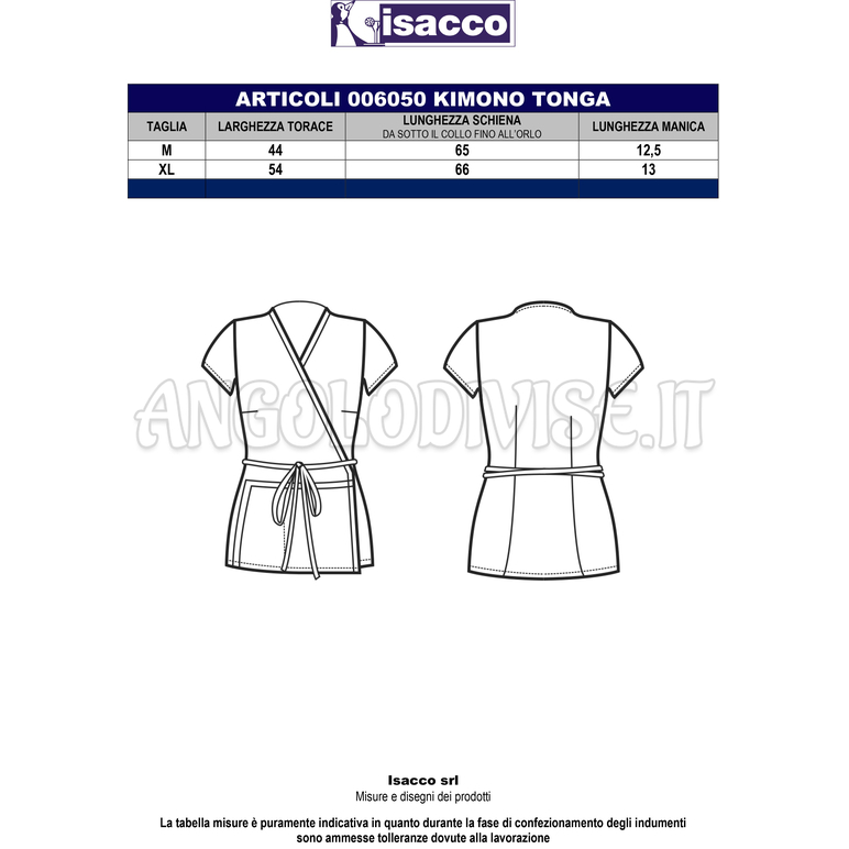 ISACCO KIMONO TONGA BIANCO 65% POLYESTER  35% COTTON