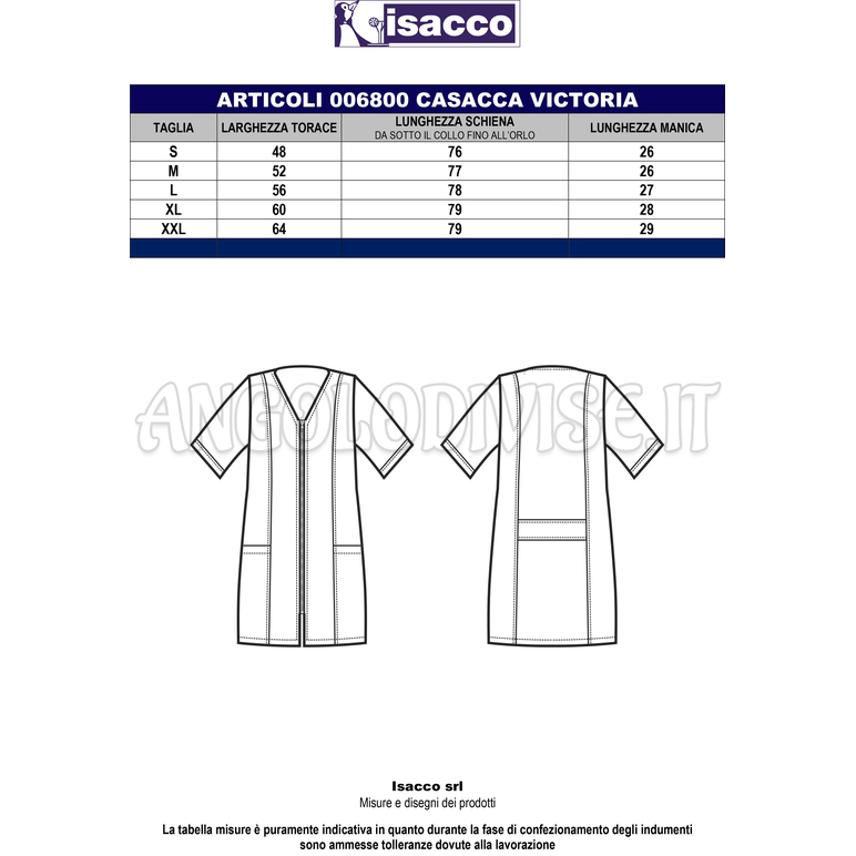 ISACCO CASACCA VICTORIA BIANCO 100 % COTTON