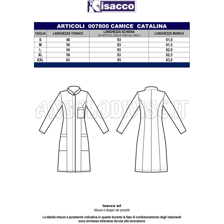 ISACCO CAMICE CATALINA POLSI IN MAGLIA BIANCO 65% POLYESTER  35% COTTON