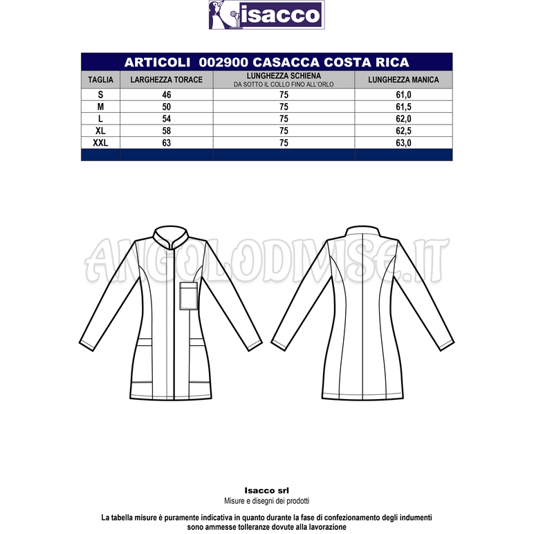 ISACCO CASACCA COSTA RICA SUPER STRETCH BIANCO 97% COTTON  3% SPANDEX