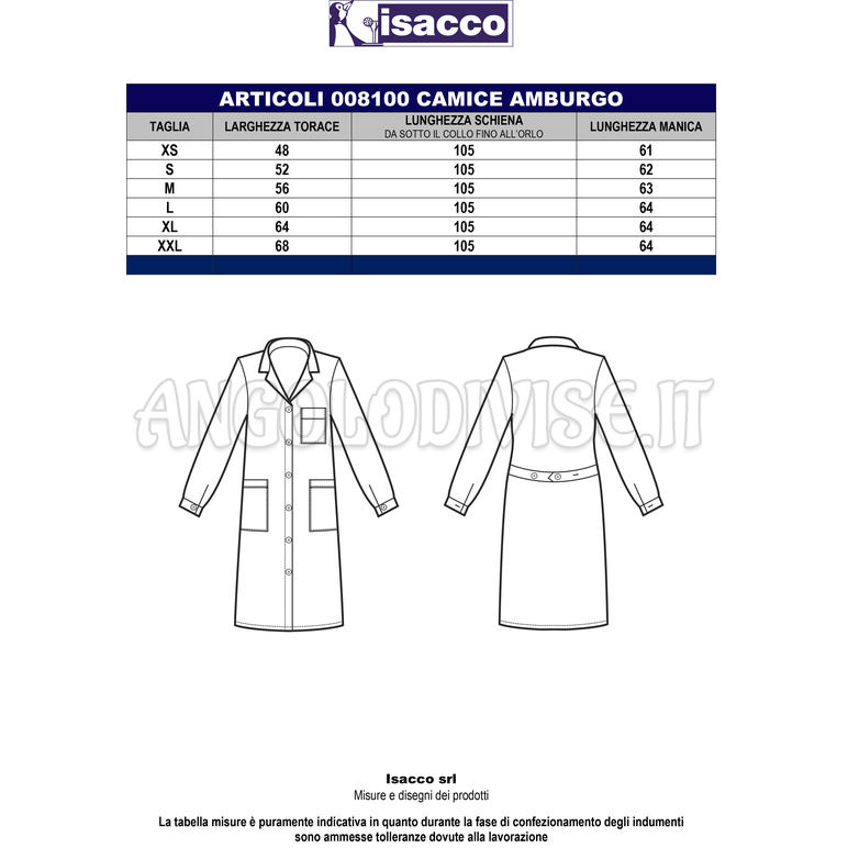 ISACCO CAMICE DONNA AMBURGO M/M BIANCO 100 % COTTON