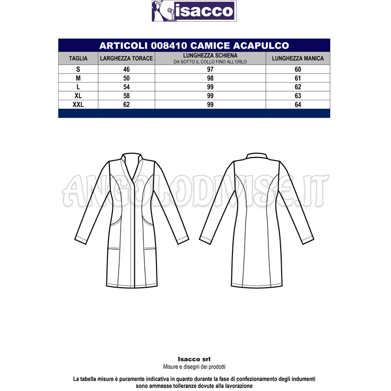 ISACCO CAMICE ACAPULCO BOHEME BIANCO 100% POLYESTER BOHÉME