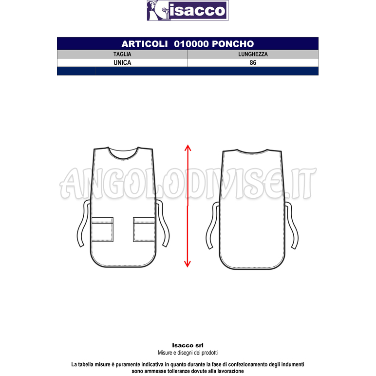 ISACCO PONCHO BORDEAUX 65% POLYESTER  35% COTTON