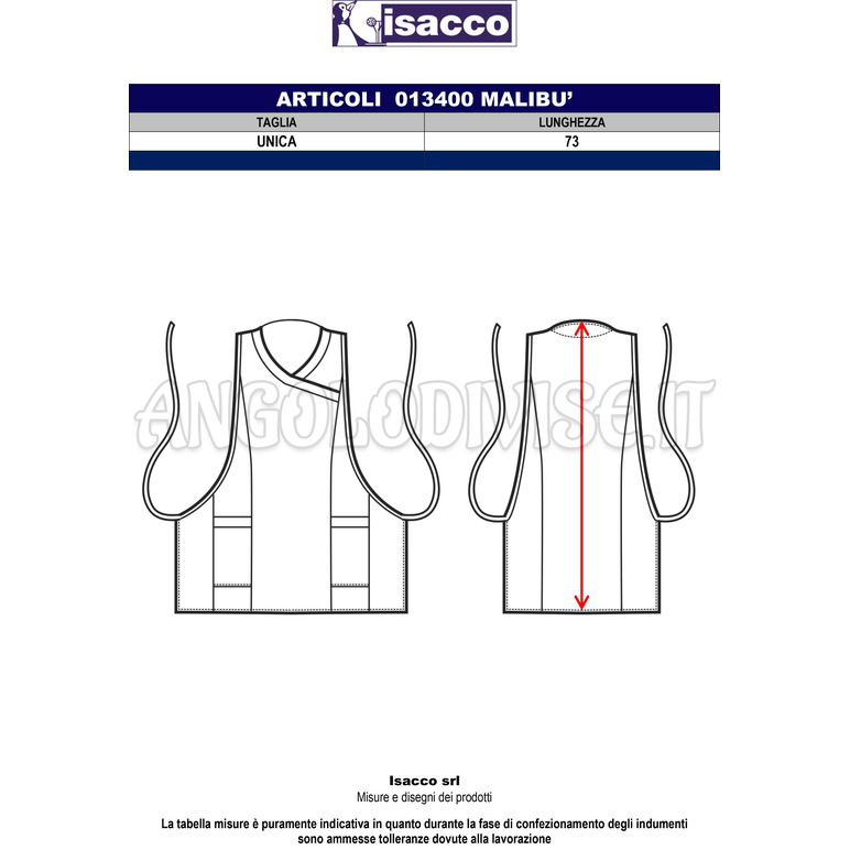 ISACCO MALIBU BIANCO 100 % POLYESTER
