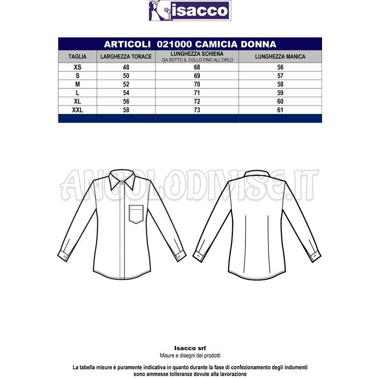 ISACCO CAMICIA DONNA BIANCO 65% POLYESTER  35% COTTON