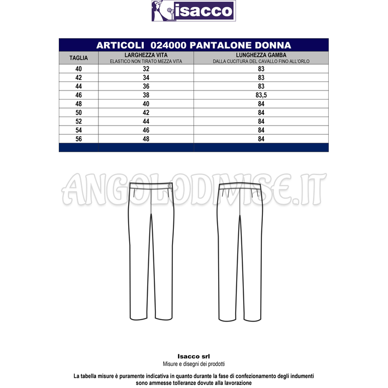 ISACCO PANTALONE DONNA NERO 100 % POLYESTER