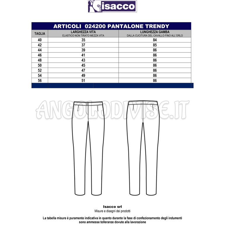ISACCO PANTALONE TRENDY STRETCH LANA NERO 54% POLYESTER 44% WOOL (LANA) 2% SPANDEX