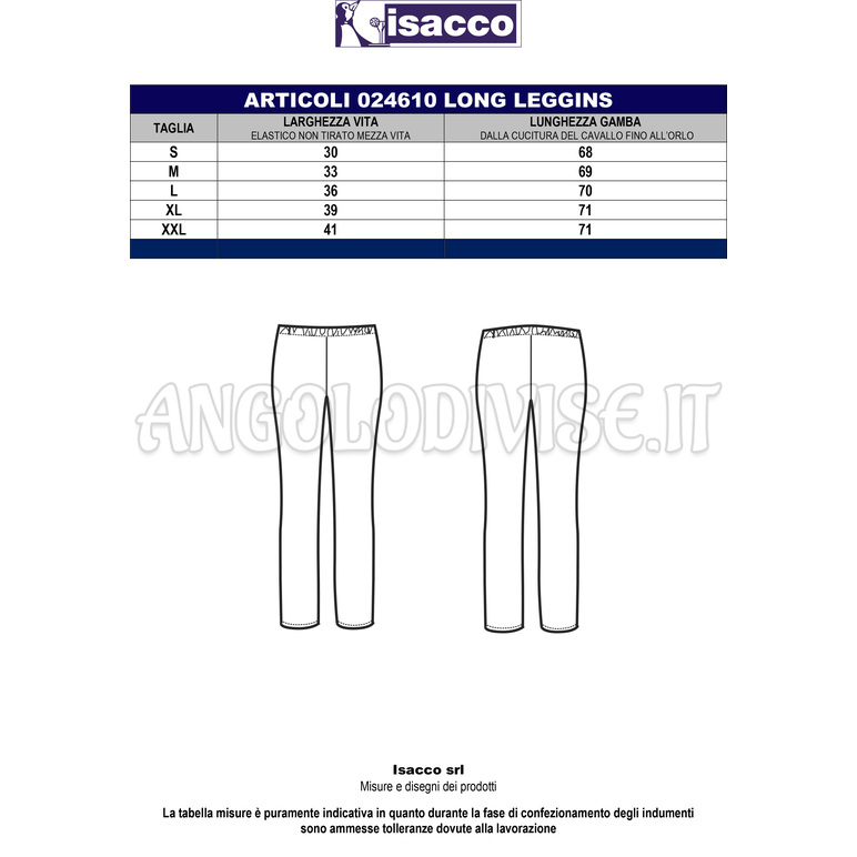 ISACCO LONG LEGGINGS NERO 97% COTTON  3% SPANDEX