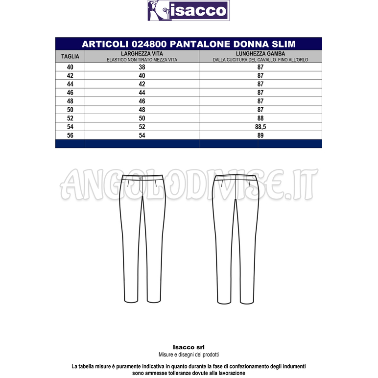 ISACCO PANTALONE DONNA SLIM NERO 100 % POLYESTER