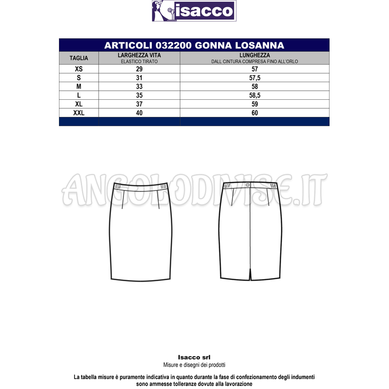 ISACCO GONNA LOSANNA STRETCH LANA BLU 54% POLYESTER 44% WOOL (LANA) 2% SPANDEX