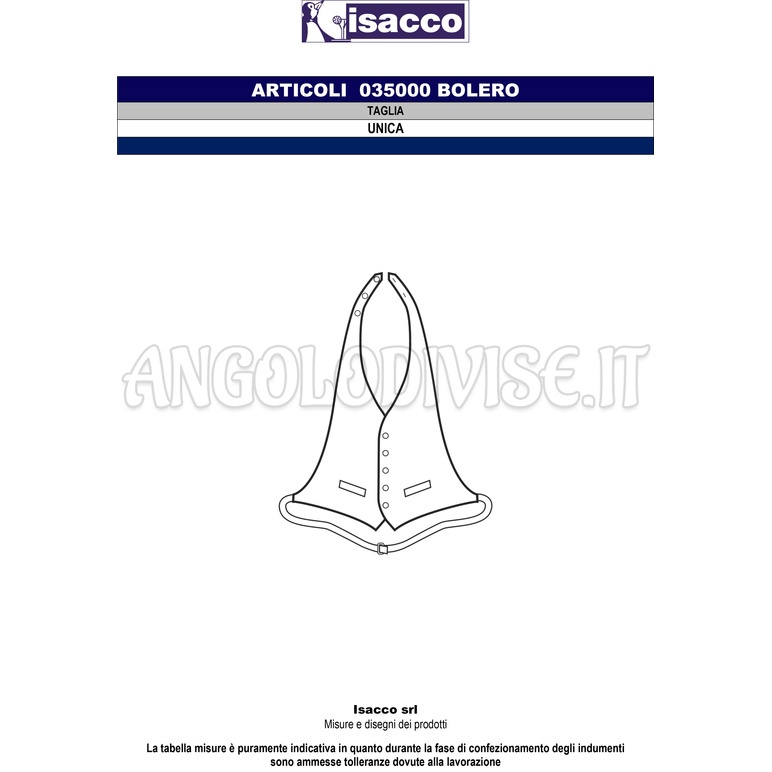 ISACCO BOLERO MORO 100 % POLYESTER