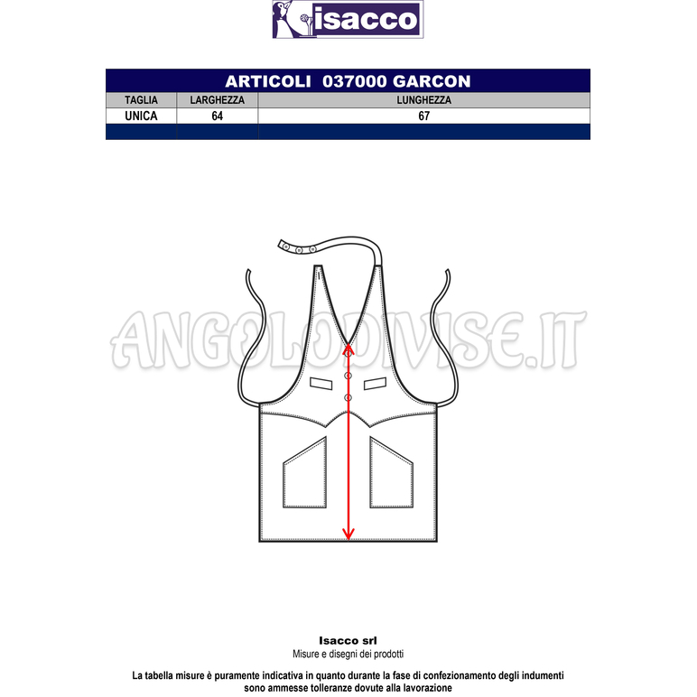 ISACCO GARCON BISCOTTO/MORO 100 % POLYESTER