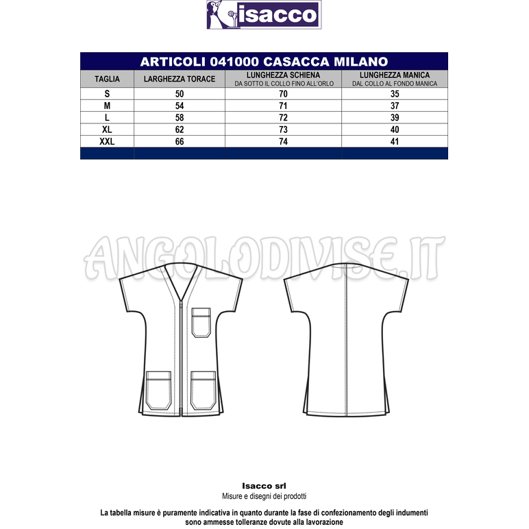 ISACCO CASACCA MILANO BLU 65% POLYESTER  35% COTTON