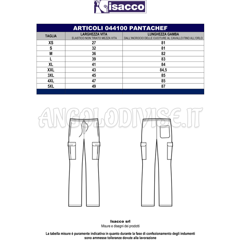 ISACCO PANTAWORK NERO 65% POLYESTER  35% COTTON