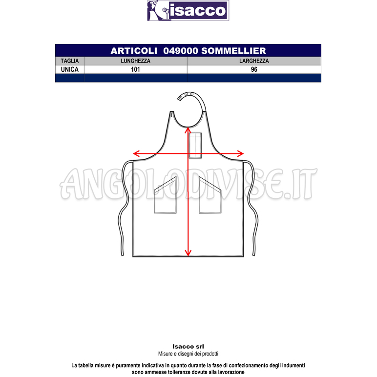 ISACCO SOMMELIER SHORT ANTRACITE 100 % POLYESTER