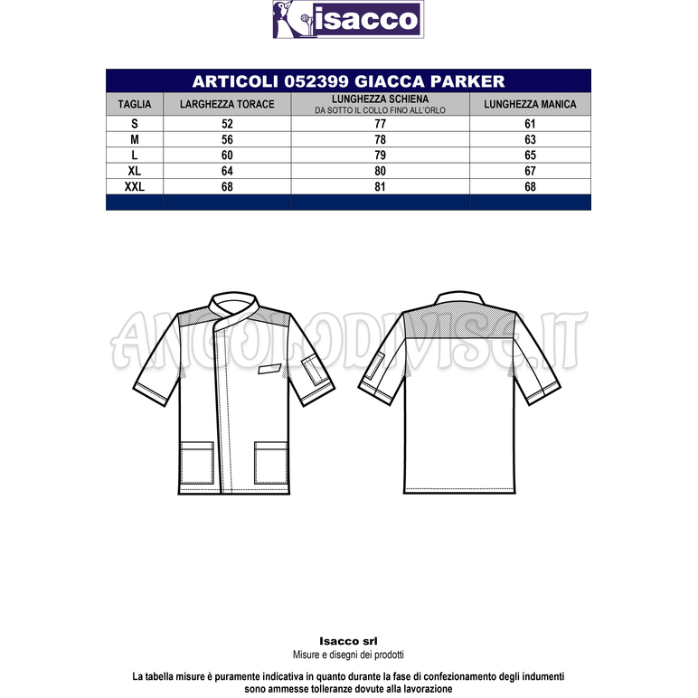 ISACCO CASACCA PHILADELPHIA BIANCO 100 % COTTON