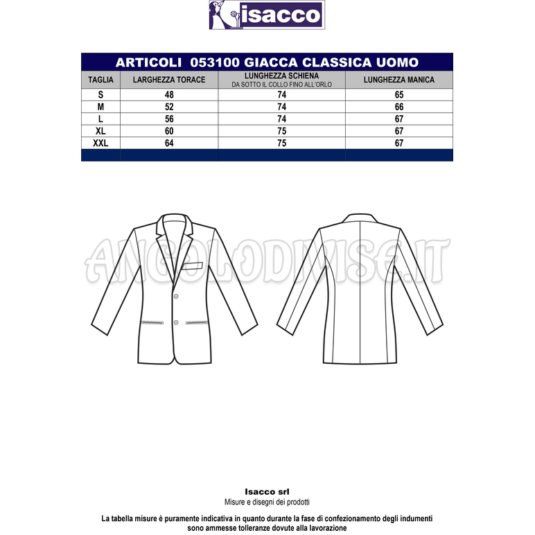 ISACCO GIACCA CLASSICA UOMO BLU 100 % POLYESTER