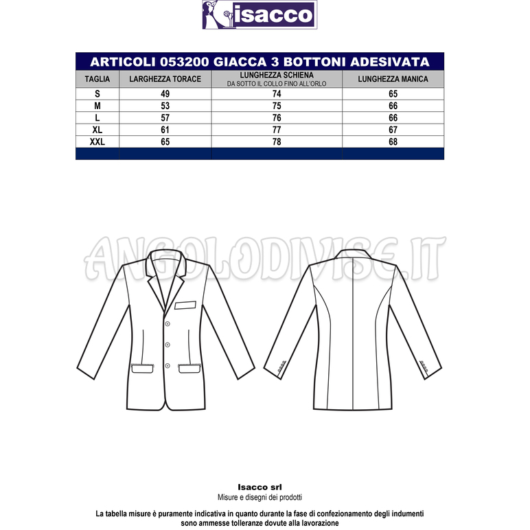 ISACCO GIACCA FRESCO LANA 3 BOTTONI FODER. BLU  WOOL 100% 100% WOOL (LANA)