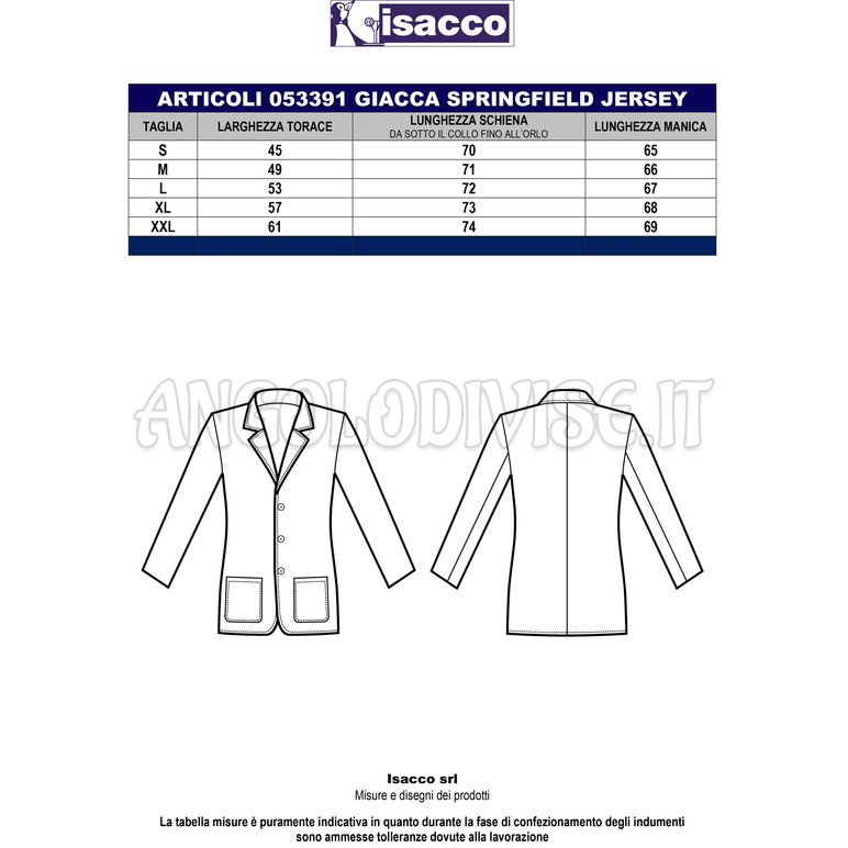 ISACCO GIACCA SPRINGFIELD JERSEY MILANO BLU 96% POLYESTER 4% SPANDEX