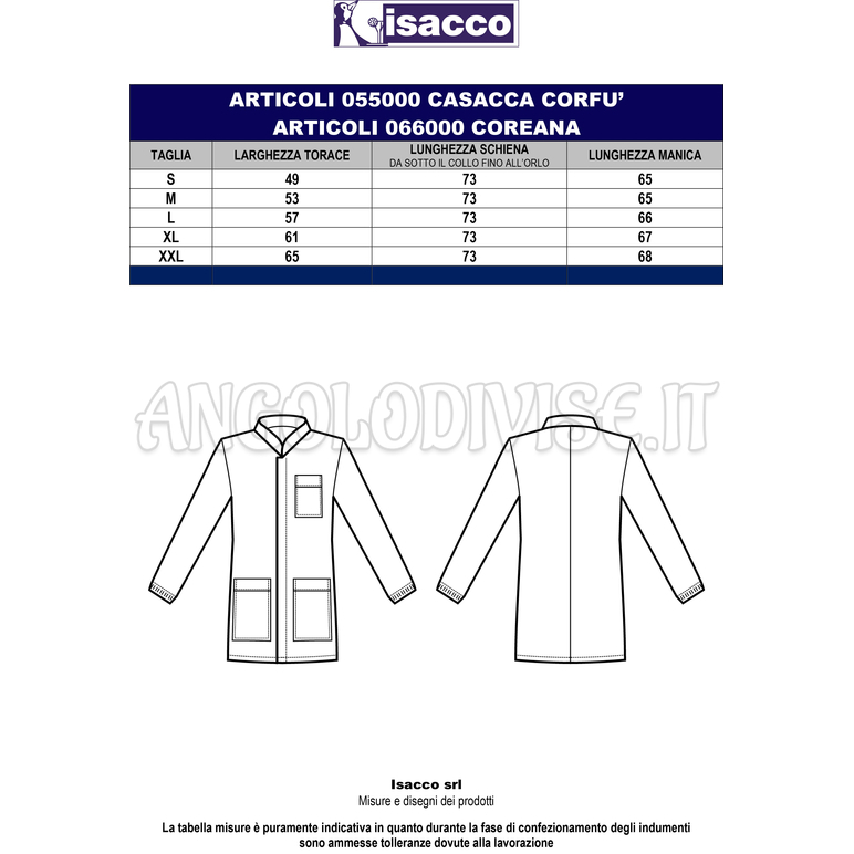 ISACCO CASACCA CORFU' CON ZIP  BIANCO M/M 65% POLYESTER  35% COTTON