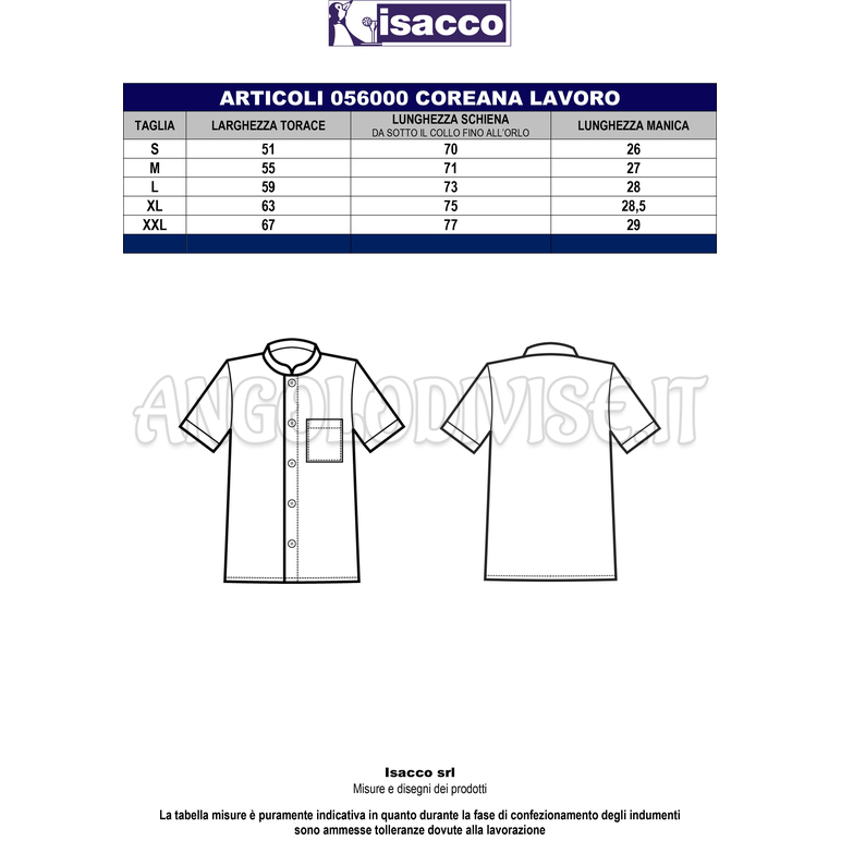 ISACCO COREANA LAVORO NERO 65% POLYESTER  35% COTTON