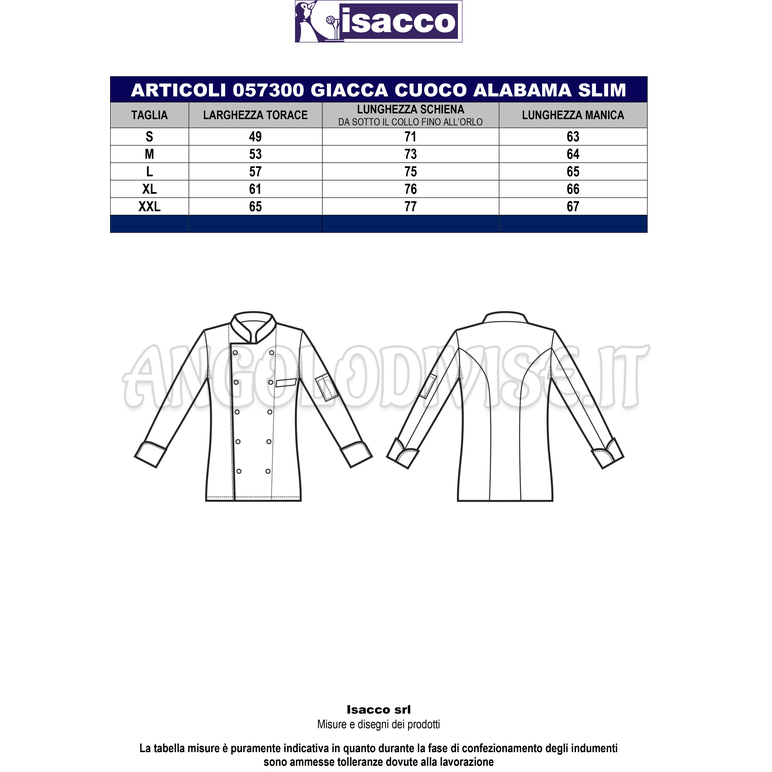 ISACCO GIACCA ALABAMA SLIM BIANCO 100 % COTTON