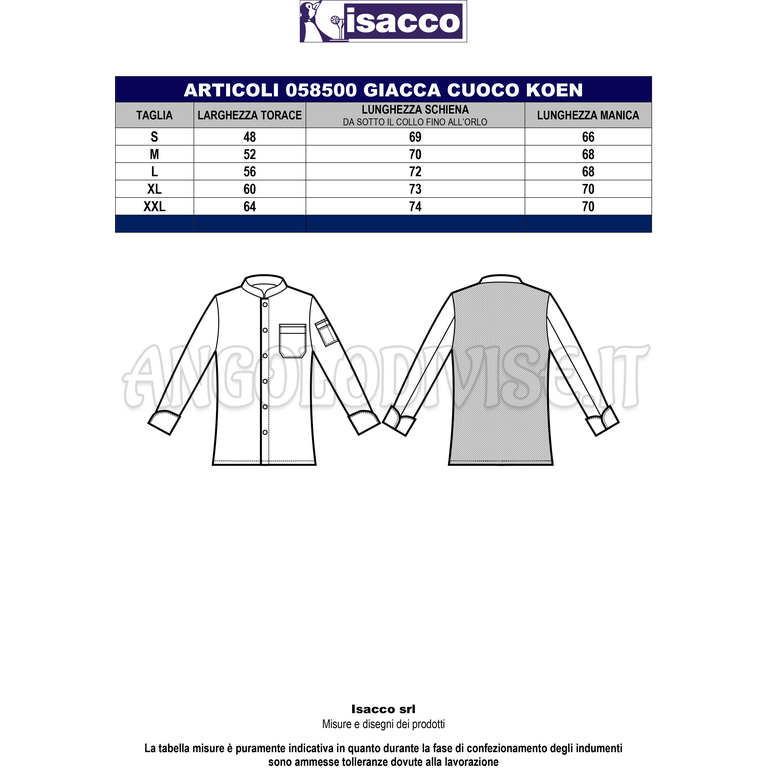 ISACCO GIACCA KOEN BIANCO M/M 65% POLYESTER  35% COTTON