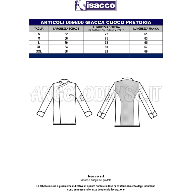 ISACCO GIACCA CUOCO MALAGA MICROFOR M/M BIANCO+NERO 100 % COTTON