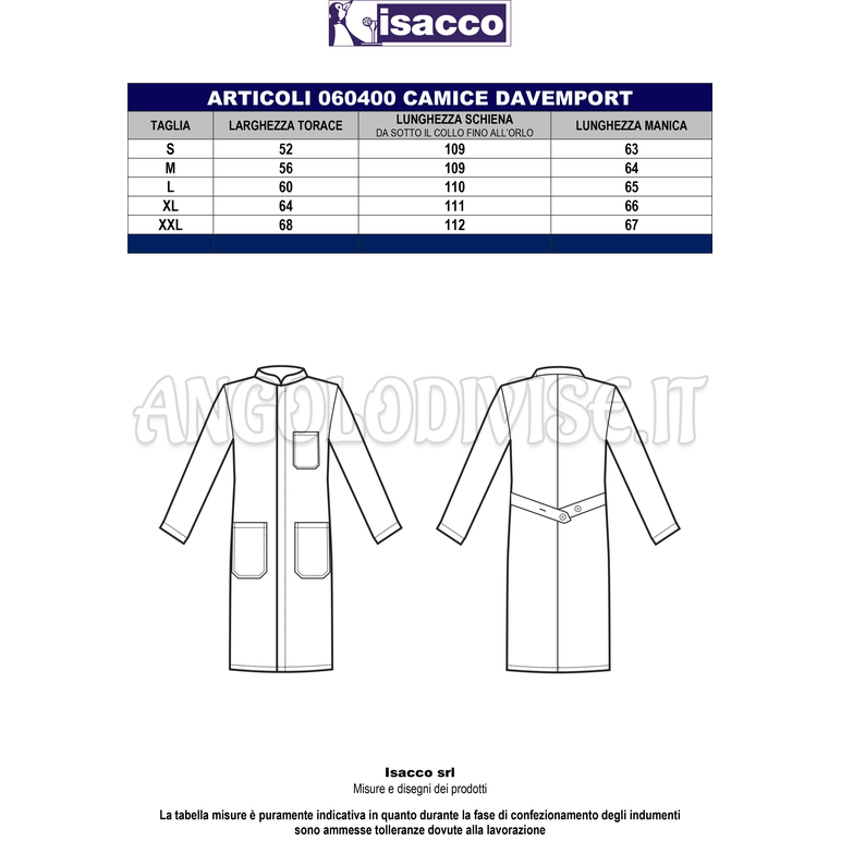 ISACCO CAMICE UOMO DAVEMPORT M/M BIANCO 100 % COTTON